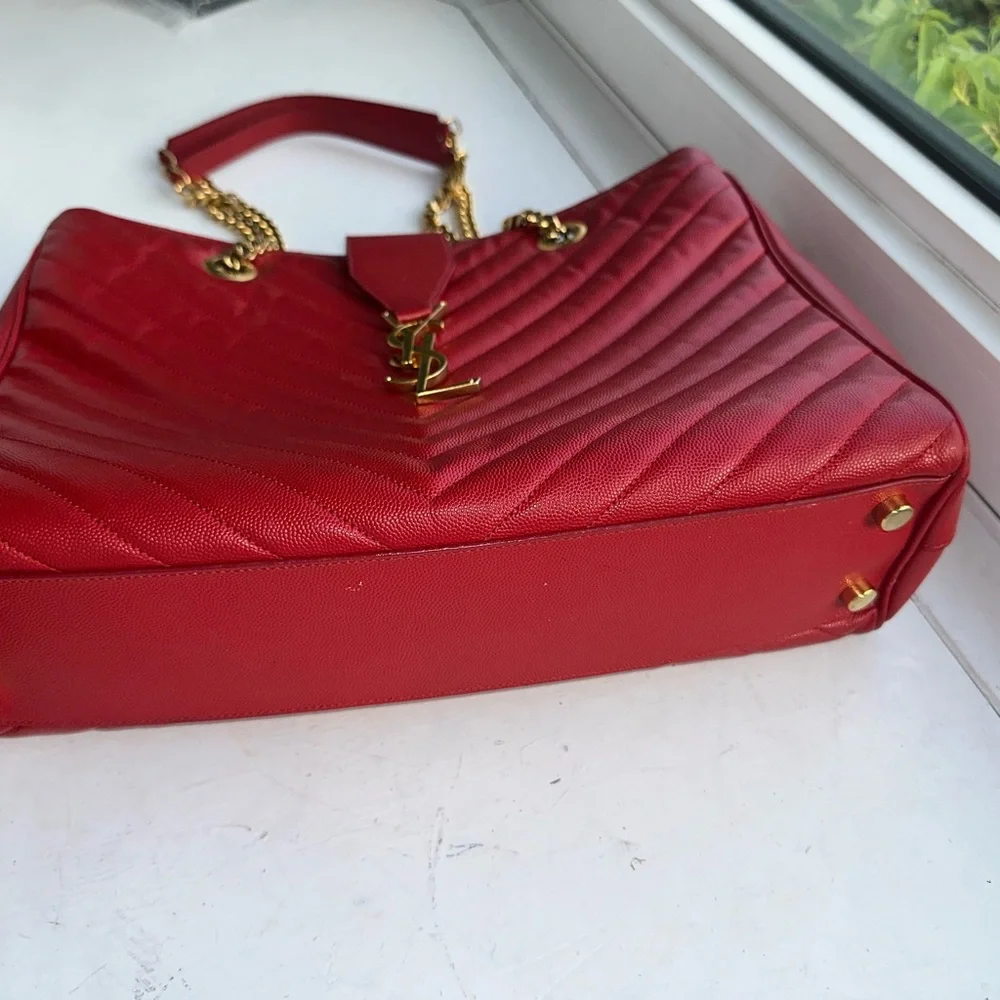 Saint Laurent Large Red “Cassandre” Tote & Matching Wallet - Picture 3 of 16